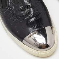 Miu Miu Black Patent Leather Slip On Sneakers Size 41