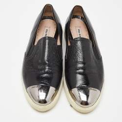 Miu Miu Black Patent Leather Slip On Sneakers Size 41