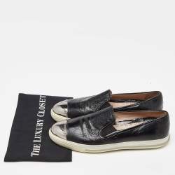 Miu Miu Black Patent Leather Slip On Sneakers Size 41
