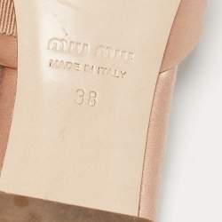 Pre Owned Miu Miu Beige Satin Crystal Embellished Sandals Size 38