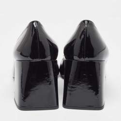 Pre Owned Miu Miu Black Patent Block Heel Pumps Size 40