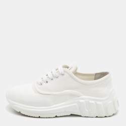 Miu Miu White Canvas and Rubber Low Top Sneakers Size 37
