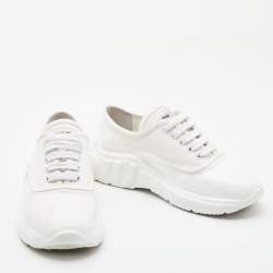 Miu Miu White Canvas and Rubber Low Top Sneakers Size 37