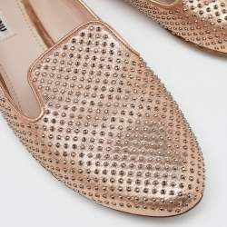 Miu Miu Metallic Studded Leather Smoking Slippers Size 40.5 