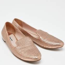 Miu Miu Metallic Studded Leather Smoking Slippers Size 40.5 