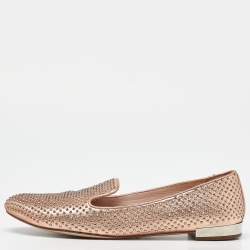 Miu Miu Metallic Studded Leather Smoking Slippers Size 40.5 