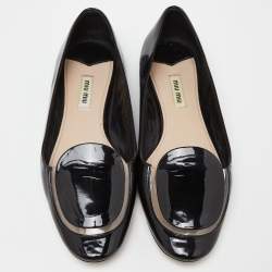 Miu Miu Black Patent Leather and PVC Ballet Flats Size 40