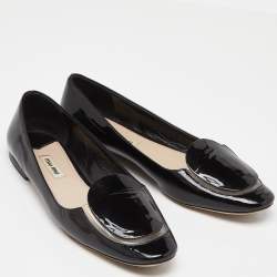 Miu Miu Black Patent Leather and PVC Ballet Flats Size 40