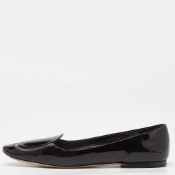 Miu Miu Black Patent Leather and PVC Ballet Flats Size 40