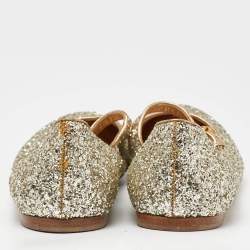 Miu Miu Gold Glitter Ballet Flats Size 39.5