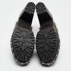 Miu Miu Black Patent Leather Wooden Platform Mules Size 38.5