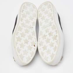 Pre Owned Miu Miu Black Leather Embellished Cap Toe Slip On Sneakers Size 39