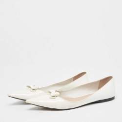 Miu Miu White Patent Leather Ballet Flats Size 38.5