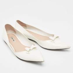 Miu Miu White Patent Leather Ballet Flats Size 38.5