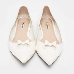 Miu Miu White Patent Leather Ballet Flats Size 38.5