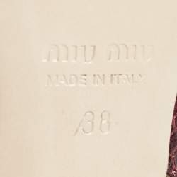 Miu Miu Burgundy Python  Embossed Leather Slingback Pumps Size 38