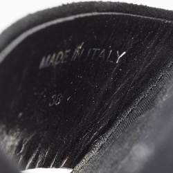 Miu Miu Black Suede Ankle Wedge Sandals Size 38 