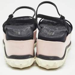 Miu Miu Black Suede Ankle Wedge Sandals Size 38 