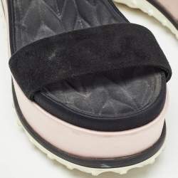 Miu Miu Black Suede Ankle Wedge Sandals Size 38 