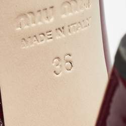 مملوكة مسبقًا Miu Miu Burgundy Patent Leather Buckle Detail Block Heel Pumps Size 36