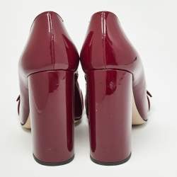 مملوكة مسبقًا Miu Miu Burgundy Patent Leather Buckle Detail Block Heel Pumps Size 36