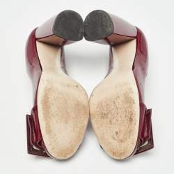 مملوكة مسبقًا Miu Miu Burgundy Patent Leather Buckle Detail Block Heel Pumps Size 36