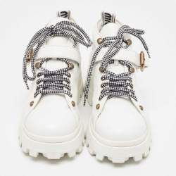 Miu Miu White Leather Lace Up Ankle Boots Size 39