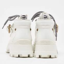 Miu Miu White Leather Lace Up Ankle Boots Size 39