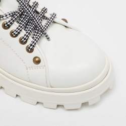 Miu Miu White Leather Lace Up Ankle Boots Size 39