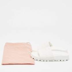 Miu Miu White Terry Fabric Logo Embroidered Slides Size 36