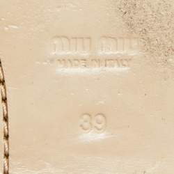 Pre Owned Miu Miu Metallic Leather and Glitter Ankle Strap Flat Sandals Size 39