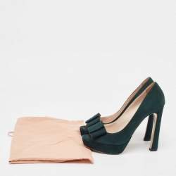 Miu Miu Green Suede Peep Toe Pumps Size 37.5