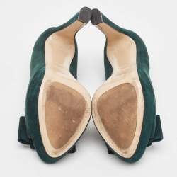 Miu Miu Green Suede Peep Toe Pumps Size 37.5
