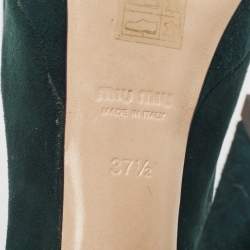 Miu Miu Green Suede Peep Toe Pumps Size 37.5