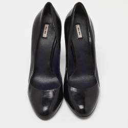 Miu Miu Black Patent Leather Round Toe Pumps Size 37