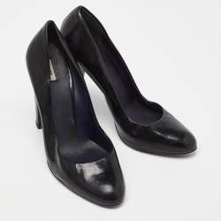 Miu Miu Black Patent Leather Round Toe Pumps Size 37