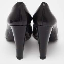 Miu Miu Black Patent Leather Round Toe Pumps Size 37