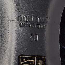 Miu Miu Navy Blue/Black Velvet and Canvas Bow Crystal Embellished Loafers Size 40