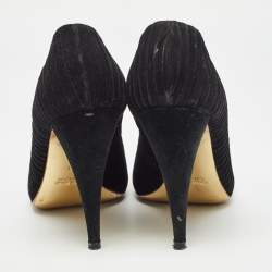 Miu Miu Black Suede Crystals Embellishment Peep Toe Pumps Size 41