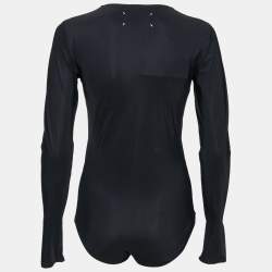 MM6 Maison Margiela Black Jersey Overlay Detail Long Sleeve Bodysuit M