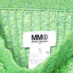 MM6 Maison Margiela Green Space Dyed Rib Knit Slit Detail Skirt S