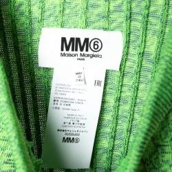 MM6 Maison Margiela Green Space Dyed Rib Knit Slit Detail Skirt S