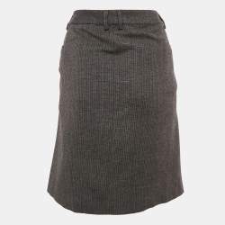 Maison Margiela Grey Wool Pleated Pencil Skirt M