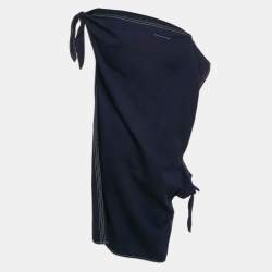 Pre Owned MM6 Maison Margiela Dark Blue Cotton Knot Detail Short Dress One Size
