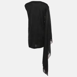 Pre Owned MM6 Maison Margiela Black Cotton Knit Elongated Sleeve Mini Dress M