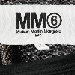 Pre Owned MM6 Maison Margiela Black Cotton Knit Elongated Sleeve Mini Dress M