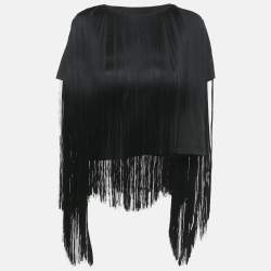 MM6 Maison Margiela Black Jersey Tassel Detail T-Shirt S