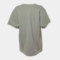 مملوكة مسبقًا توب MM6 ميزون مارجيلا قطن كريب رمادي برقبة دائرية متوسط