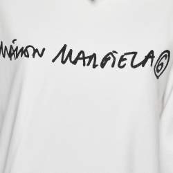 Pre Owned MM6 Maison Margiela White Logo Print Cotton Hoodie S