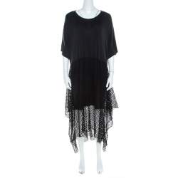 MM6 Maison Margiela Black Mesh Panel Overlay Oversized Midi Dress XS